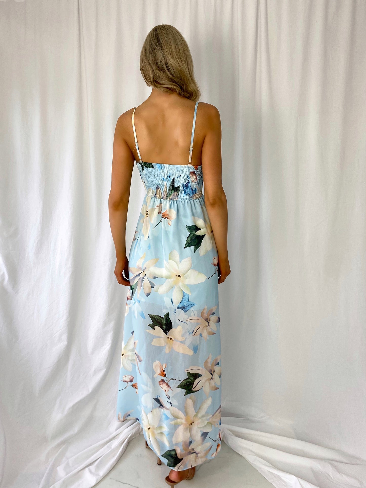Daisy Floral Maxi Dress - Light Blue