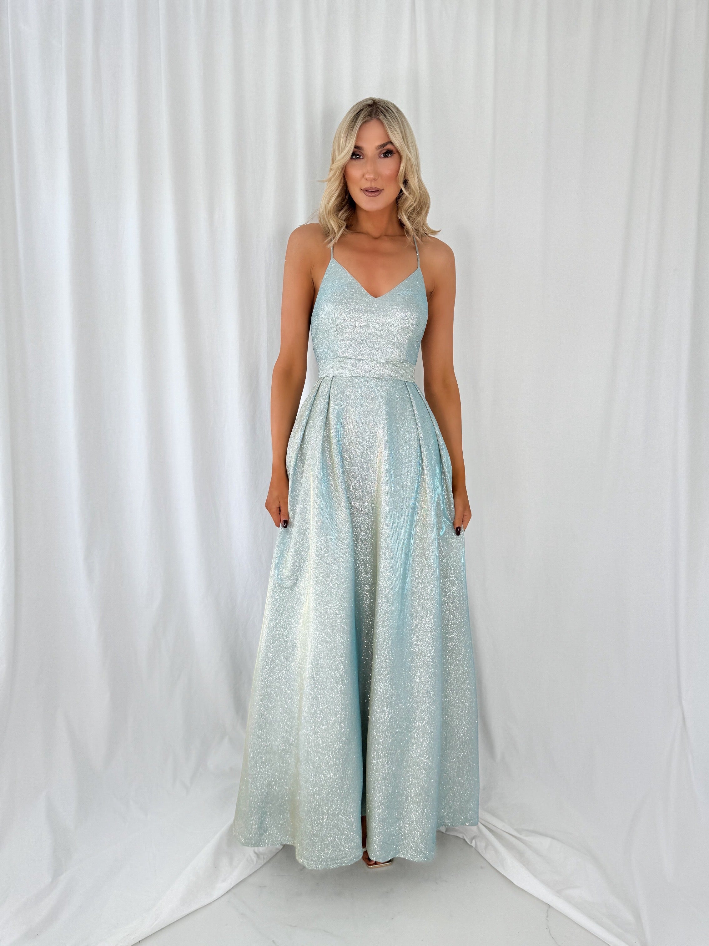 Green glitter maxi top dress